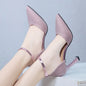 2025 Thick-heeled High-heeled Shoes Female Fairy Wind Summer New All-match Girl Pointed Toe Strap Sandals for Women’s