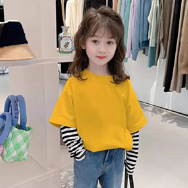 Cotton Children's Clothing Boys Girls T-Shirt Stripe Long Sleeve Kids Clothes Autumn Winter Sweatshirt Tops Tennage 6 8 10 Years