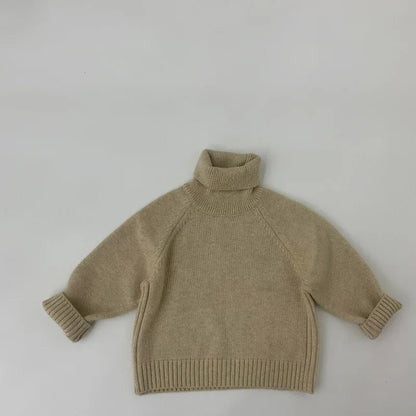 MILANCEL Kids Baby Sweaters Boys Knit Pullover Solid Girls Turtleneck Sweater Knit Wear Outwear