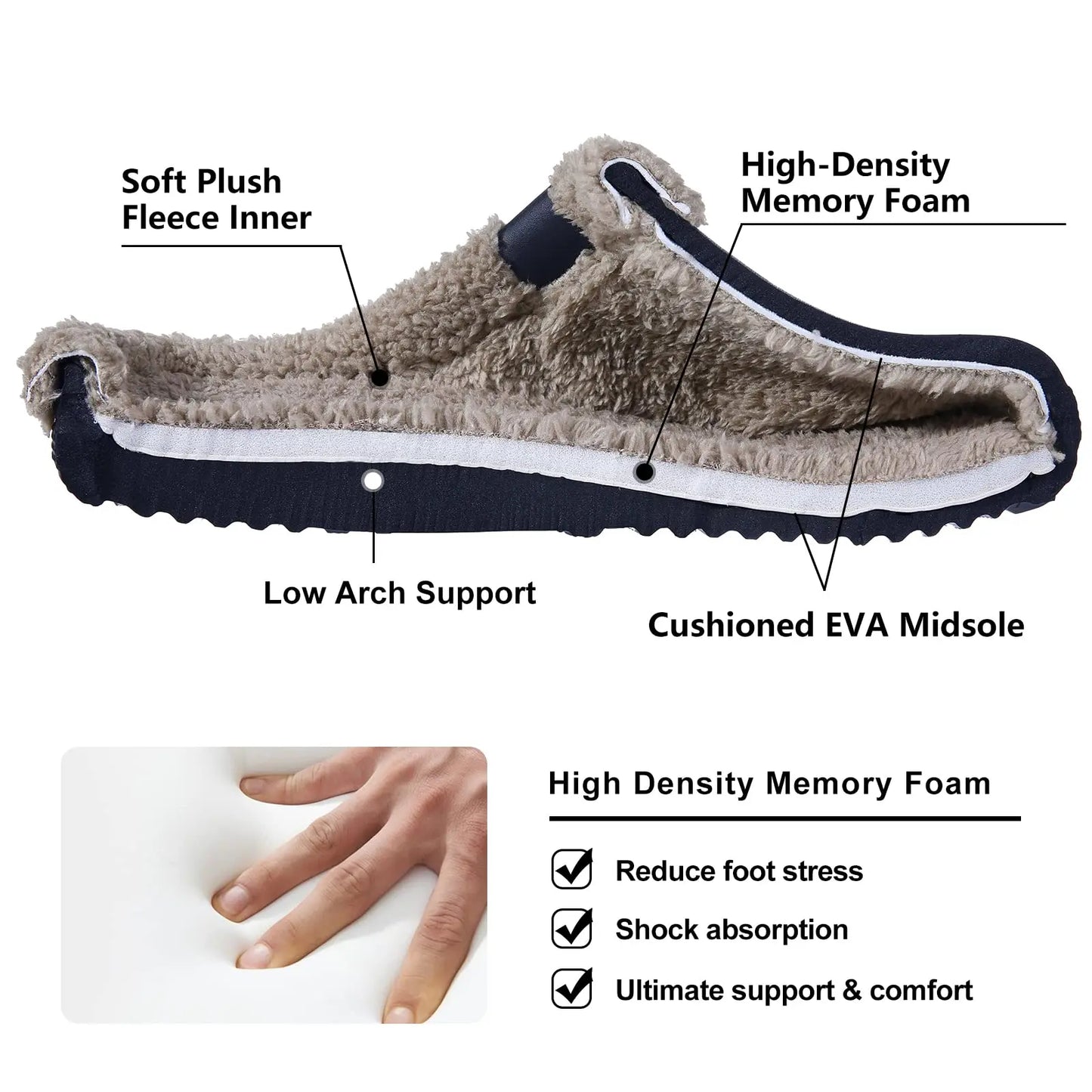 Comwarm Winter Colgs Slippers Men Waterproof Garden Shoes Home Fur Clogs Soft Plush Slippers Bedroom Fuzzy Shoes Indoor Outdoor