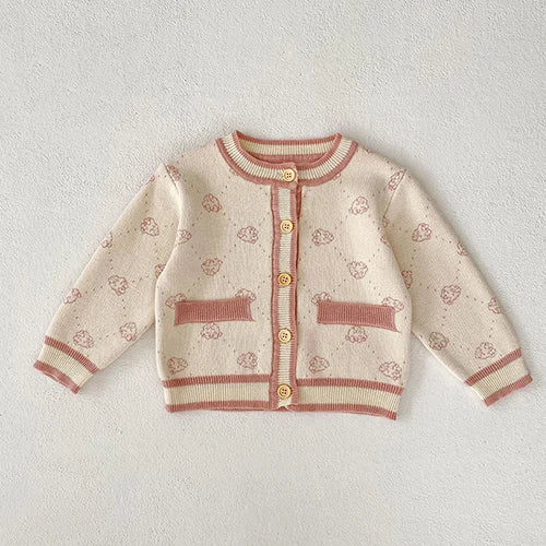 Autumn Winter Korean Style Toddler Baby Girls Sweater Coat Long Sleeved Solid Color Newborn Baby Girls Knitting Cardigan