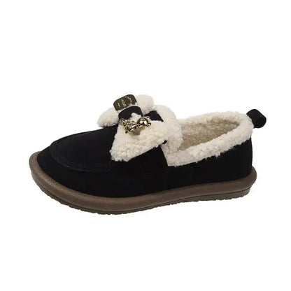 Soft Round Toe Winter Shoes Women Casual Female Sneakers Flats Clogs Platform Loafers With Fur Autumn Dress Retro Creepers New