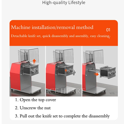 850W Commercial Home Meat Slicer Automatic Shred Slicer Dicing Machine Electric Multi Function Red Meat Grinder