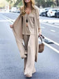 Spring Autumn Women New Casual Loose 3 Piece Set Fashion V-neck Halters + Straight Pants + Long Cardigan Female Solid Color Suit