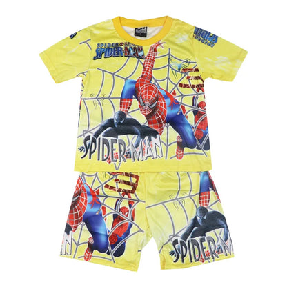 Children Pajamas Set Short Sleeve T Shirt Shorts Superhero Spiderman Costume Pyjamas Kids Boy Girls Pijamas Cartoon Baby Sleepw