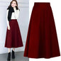 Winter Women Long Woolen Skirt Fashion High Waist Mom Basic Wool Skirt Female Casual Thick Warm Black Elastic A-Line Maxi Skirts