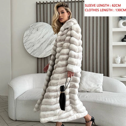 New Natural Rabbit Fur Coats Women Long Real Rex Rabbit Fur Jacket Winter Warm Best Selling