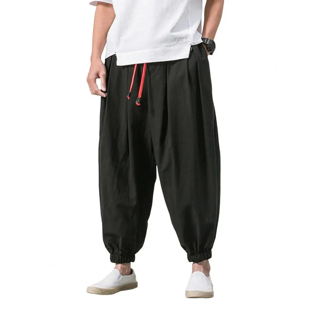 2025 New Fashion Drawstring Harem Pants Men’S Baggy Jogging Pants Japanese Men Crotch Wide Leg Pants Male Casual Loose Trousers