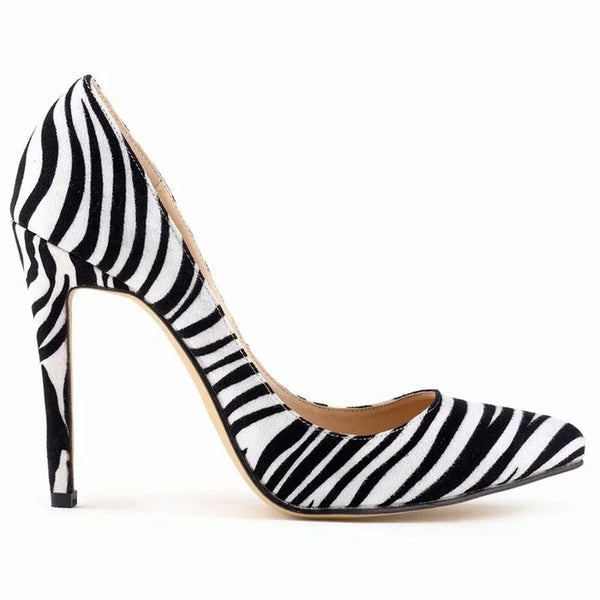 Women Pumps Classic 11cm Sexy Pointed Toes High Heels Zebra Pattern Spring Brand Party Dress Wedding Prom Shoes Large Size 35-42