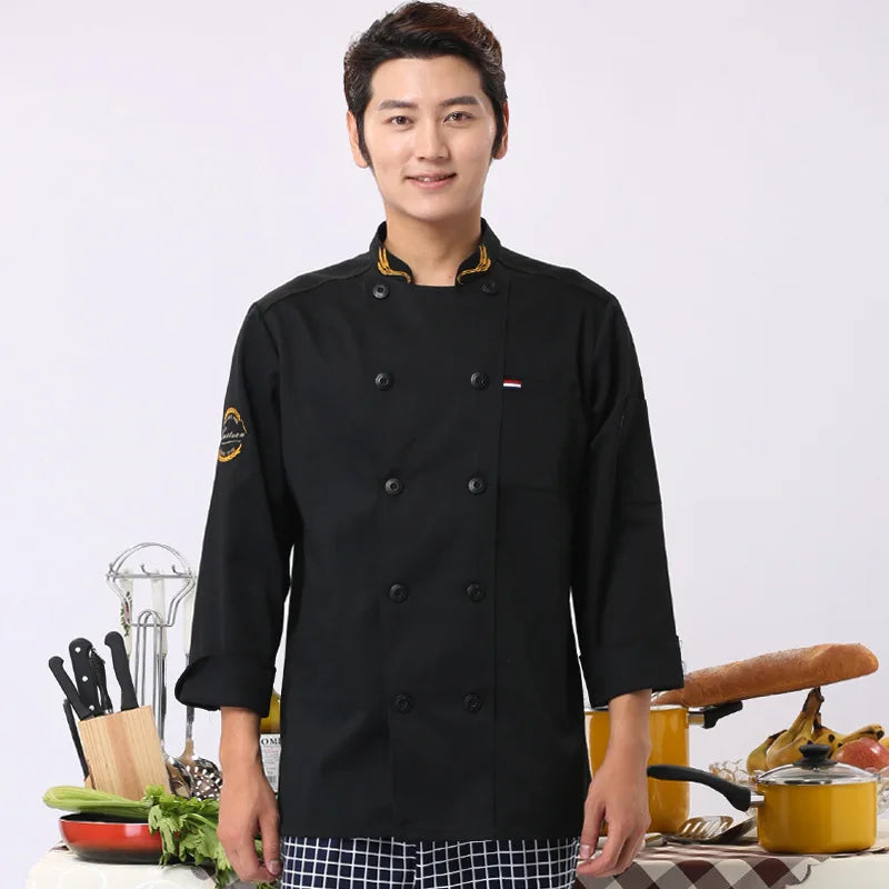 Catering Chef Overalls Men's Short-sleeved Summer Hotel Restaurant Cafeteria Baking Pastry Kitchen Chef Uniform Long-sleeved