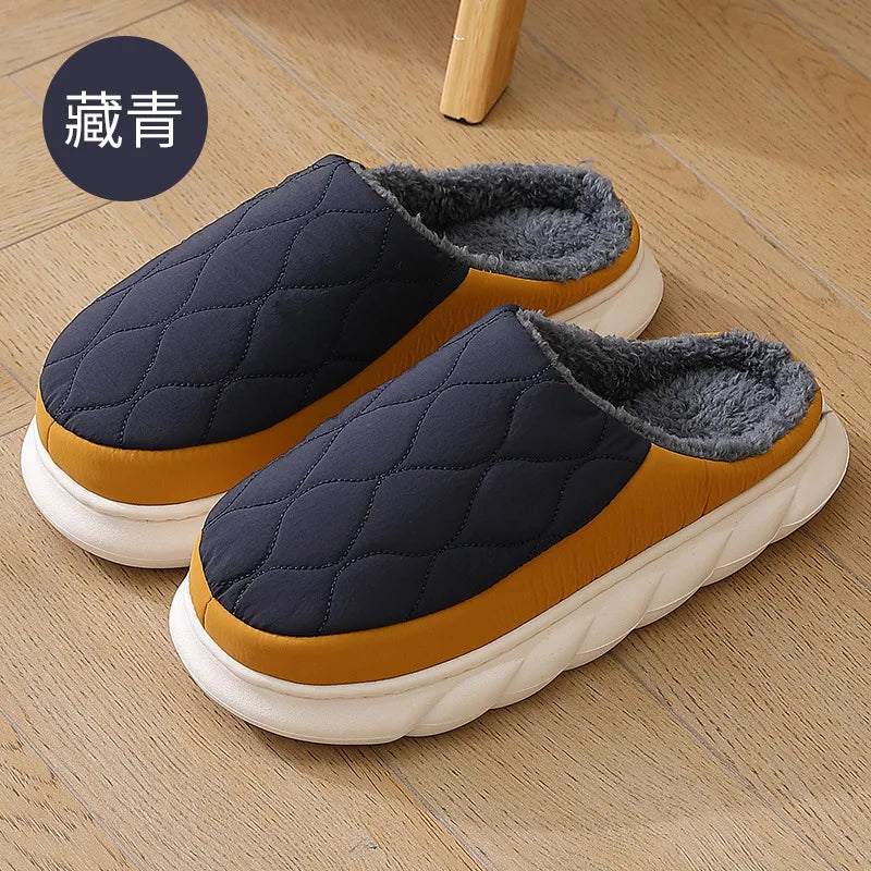 Bebealy Winter Men Shoes Winter Short Plush Men Slippers Outdoor Fur Non-slip House Shoes Casual Fuzzy Soft Cozy Men Shoes Women