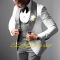 White Men's Wedding Tuxedo Elegant Men's Suit Green Fruit Collar Jacket Pants Vest 3-piece Set Customized Color