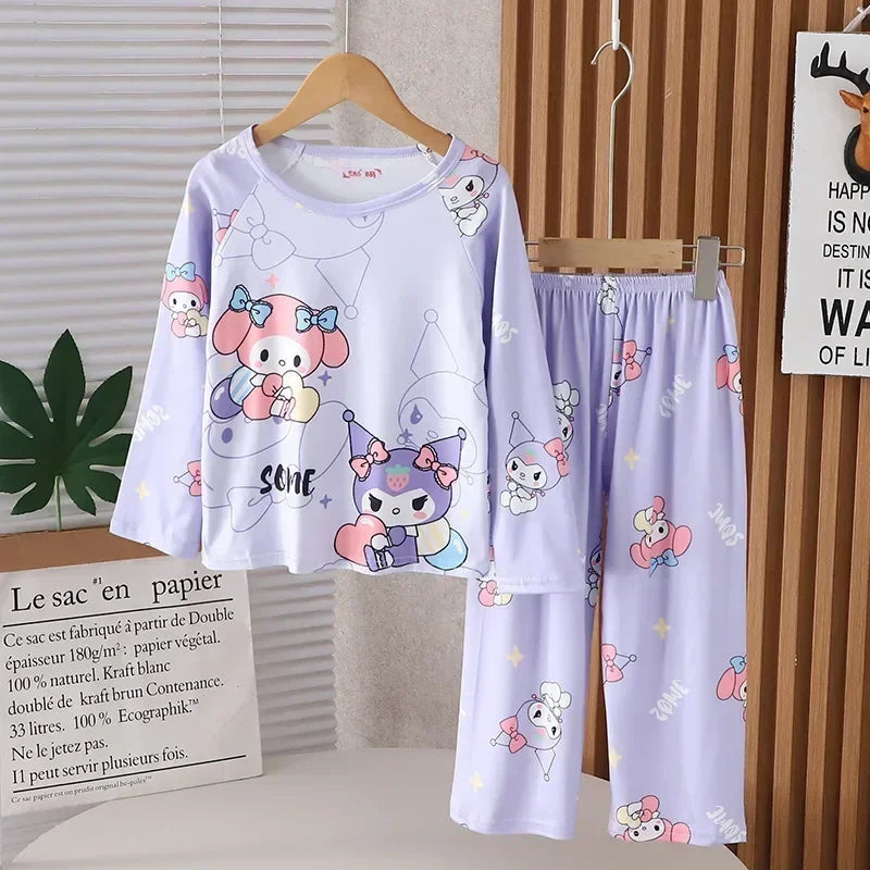 2025 Winter Children Pajama Sets Girl Long Sleeved Pants Pijamas Boys Cartoon Sleepwear Cute Kids Loungewear Korean Home Clothes