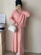 Two Piece Sets Muslim Knitting Skirts Outfits Women Hooded Zipper Cardigan Sweater Long Skirt Suit Knitwear Ensemble Casual