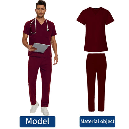 Men's Scrubs Medical Uniform Lab Set Male Wholesale Clinic Hospital Doctor Overalls V-neck Fashion Scrub Pharmacy Nurse Clothes