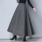 Winter Women Long Woolen Skirt Fashion High Waist Mom Basic Wool Skirt Female Casual Thick Warm Black Elastic A-Line Maxi Skirts