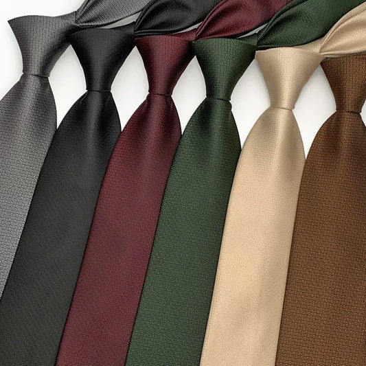 8cm Width Solid Color Dark Striped Neck Ties For Men Trendy Gentlemen Formal Brown Wine Necktie Wedding Party Suit Tuxedo Cravat