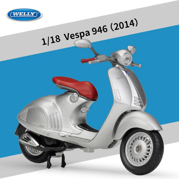 Welly 1:18 Vespa 125cc 150cc PX 946 Alloy Leisure Motorcycle Model Diecasts Metal Classic Motorcycle Model Simulation Kids Gifts