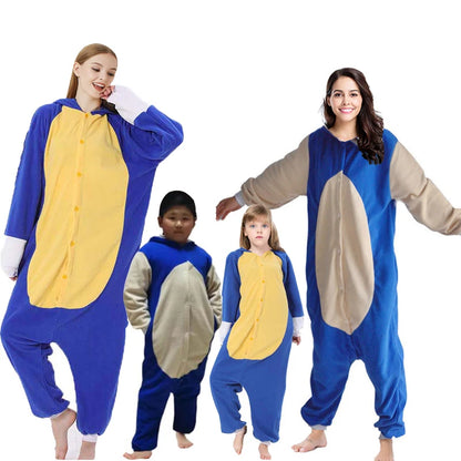 Hedgehog PAJAMASE Kids Blue Women Onesie Adult Fleece Cartoon Cosplay Costumes Family Jumpsuit Birthday Pijama Raccoon Kigurumi