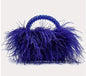 Pearl Bead Bag With Feather Fur Designer Brand Clear Acrylic Crystal Stone Box Tote Handbag Women Handmade Party Purse