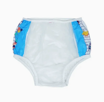 ABDL PVC Transparent Plastic Underpants Soft Silent Reusable Waterproof Adult Baby Diaper Pants Coat Incontinence Panties