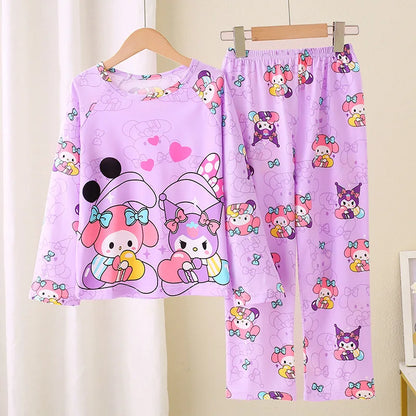 Miniso Winter Autumn Children's Pajamas Set 2025 Cute Anime Cartoon Kids Pijama Boy Girl Sleepwear Long-Sleeved Pants Loungewear