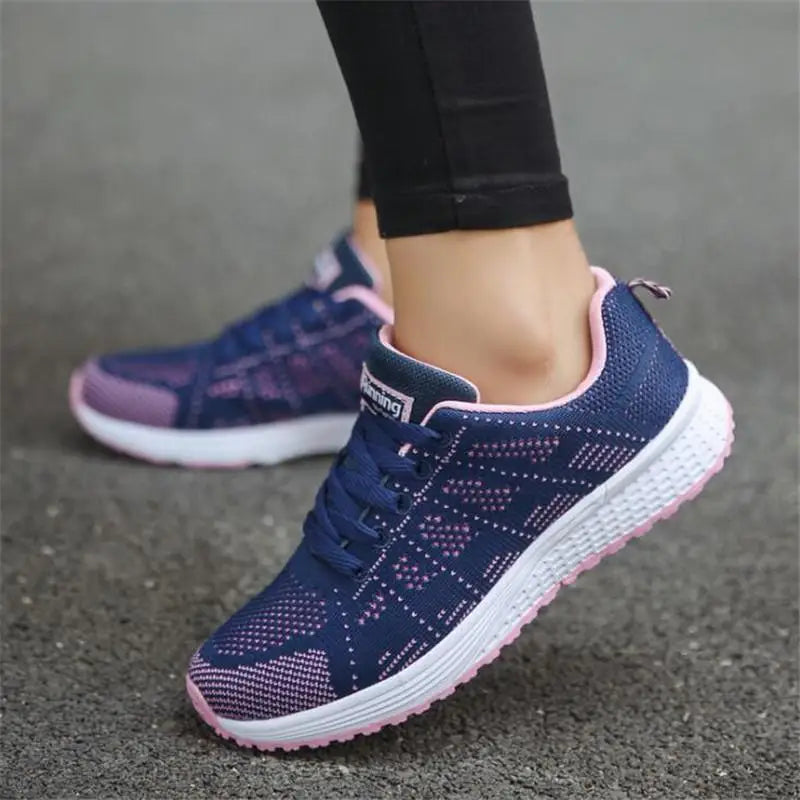 New Sneakers For Women Breathable Fashion Trainers Plus Size Women Sneakers Mesh Fabric Lace Up Women Shoes Female Footwear