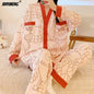 SUKAE Women Autumn Winter New Pajamas Sets Faux Cotton Sleepwear Casual Kimono Pijamas Sets Leisure Lapel Loungewear Homesuits