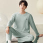 Men Pajamas Solid Color Casual Long Sleeves Long Pants Autumn Winter Simple Sleepwear Cozy Pijamas Soft Pyjamas Boys Nighty Male