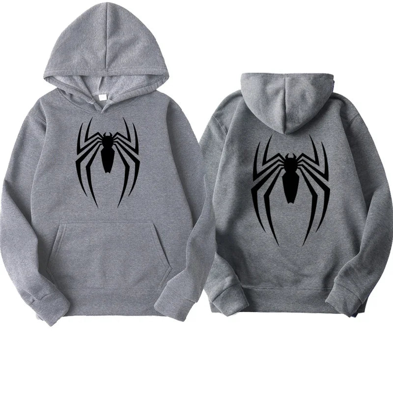 Autumn and Winter New Men's Hoodie Street Fashion Spider Print Sweatshirt Fleece Casual Fun Loose Hoodie Spiderman Men's Top