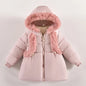 2 3 4 Years Winter Girls Jacket New Autumn Fur Collar Keep Warm Little Princess Coat Hooded Zipper Baby Outerwear Kids Clothes