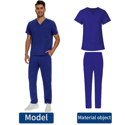 Men's Scrubs Medical Uniform Lab Set Male Wholesale Clinic Hospital Doctor Overalls V-neck Fashion Scrub Pharmacy Nurse Clothes