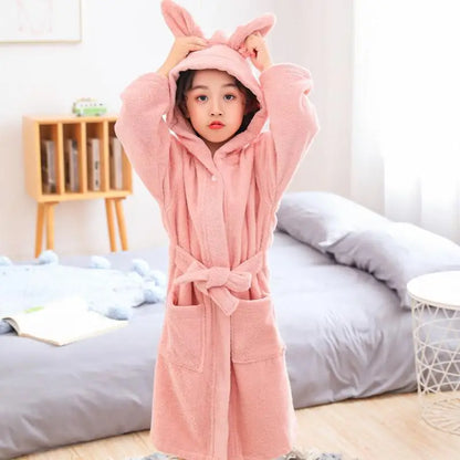 Children Baby Thick Bath Robes 100%Cotton Kids Sleepwear Robes Pijamas Cartoon Nightgown Boys Girls Bathrob Towel Baby Clothes