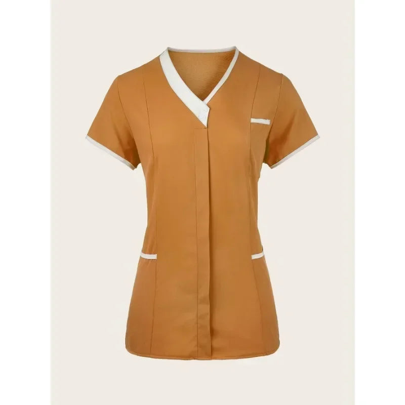 2025 New Hospital Hand Washing Clothes Tops Pure Cotton Skin Friendly Nursing Work Clothes Tops Waiter Uniform Work Clothes