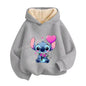 Lilo&stitch Children Hoodie Winter Thicken Warm Pullover Sweatshirt Street Sweater Girl Boy Outdoor Sports Kid Hooded Clothes