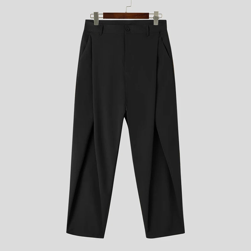 Fashion Well Fitting Men's Cross Pleated Pants Fashion Casual Hot Sale Male Solid Comfortable High Waist Trousers S-5XL INCERUN