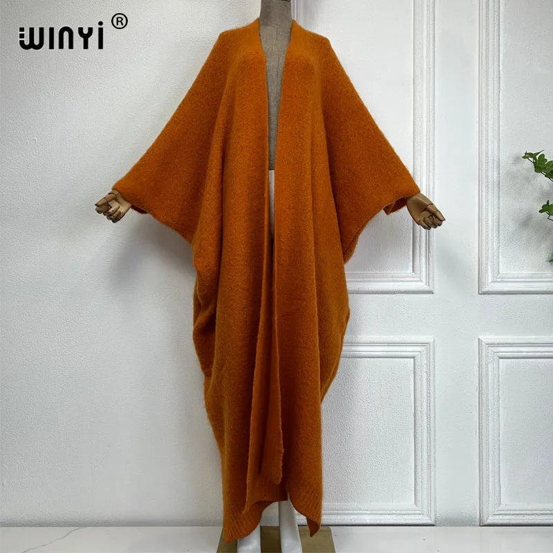 WINTER monochrome Luxury Fur Neutral coat Thick comfortable Warm Female poncho long down coat winter abaya