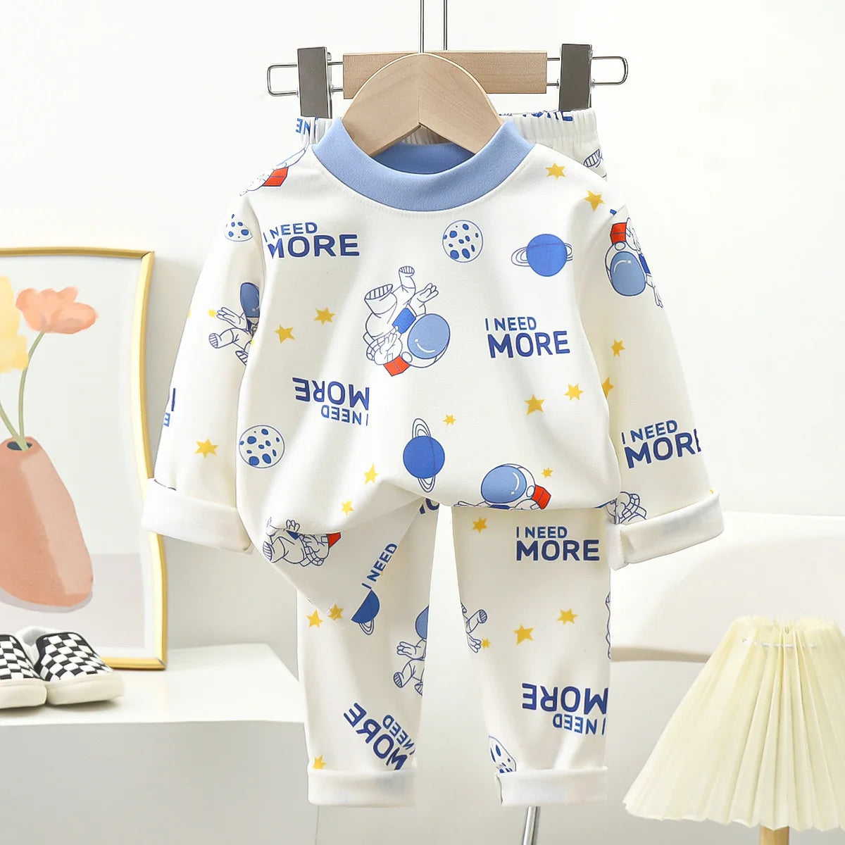 New Kids Autumn Warm Pajamas Boys Girls Cute Cartoon Bear Long Sleeve T-Shirt Top + Pants Baby Sleepwear Underwear Clothing Sets