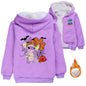 Kid Baby Boy Girl Coat Autumn Winter Long Sleeve Plush Hoodies Cartoon Stitch Print Children Sweatshirt Clothes Thick Top Outfit