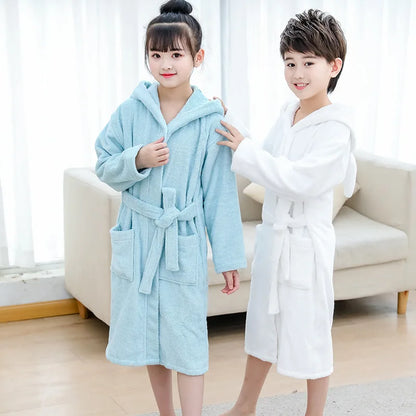 Children Baby Thick Bath Robes 100%Cotton Kids Sleepwear Robes Pijamas Cartoon Nightgown Boys Girls Bathrob Towel Baby Clothes