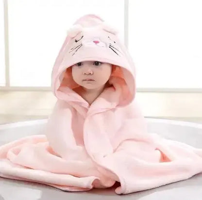 Toddler Bathrobe Infant Bath Towel Boy Girl Blankets Swaddle With Hood Cartoon Coral Fleece Towel Blanket Newborn Kids Bedding