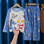 2025 Autumn Kawaii Miniso Children Milk Silk Pajamas Sets Girl Boy Sleepwear Korean Kids Homewear Clothes Cute Anime Loungewear