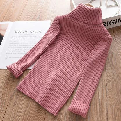 2025 New Sweater Kids Sweaters Autumn Girls Turtleneck Sweaters 1-9Yrs Baby Boys Pullover Winter Knitted Bottoming Boys Sweaters