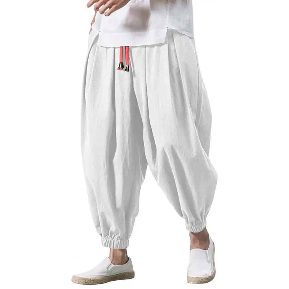 2025 New Fashion Drawstring Harem Pants Men’S Baggy Jogging Pants Japanese Men Crotch Wide Leg Pants Male Casual Loose Trousers