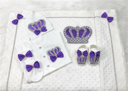 5pcs Newborn Baby Nursery Kids Outfit Clothing Cotton Infant Care Wrapped Baby Products Pants Mittens Receiving Blanket