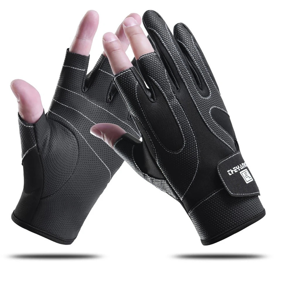 Autumn Winter Gloves Outdoor Sport Fishing Gloves Waterproof Fleecing Show Three Fingers Luya Equipment Anti-slip Wear-resistant