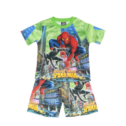 Children Pajamas Set Short Sleeve T Shirt Shorts Superhero Spiderman Costume Pyjamas Kids Boy Girls Pijamas Cartoon Baby Sleepw