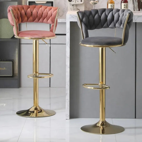 Custom，Bar Chair Home Tall Nordic Metal Luxury Gold Swivel Kitchen Velvet High Modern Cheap Stools Chair Bar Furniture For Bar