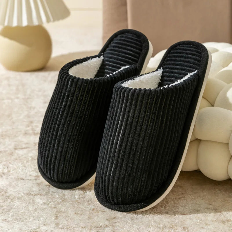 Winter Warm Plush Men Slippers Non Slip Soft Shoes Comfort Flat Heel Indoor Bedroom Couple's Slippers for Home Shoes in Autumn