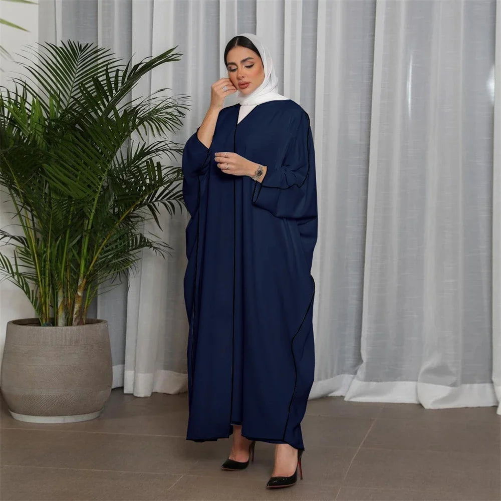 Kimono Abayas Open Cardigan Women Muslim Crepe Dress Turkey Arab Dubai Saudi Islam Robe Ramadan Eid Jalabiya Caftan Gown Clothes